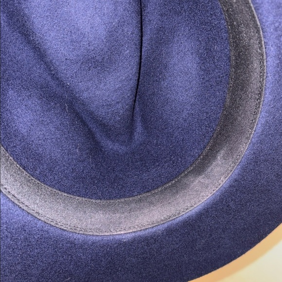 By Anthropologie Gemma Felted Rancher Hat Navy Blue 100% Wool Wide Brim Cowboy main image 6